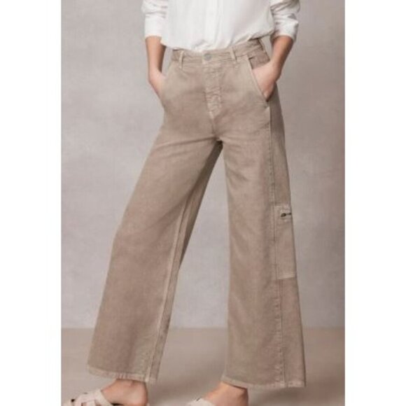 Mint Velvet Khaki Utility Super Wide Jeans Denim Pants Women Size 4S NWT - Picture 1 of 16